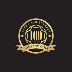 100th years celebrating anniversary icon logo design vector template