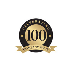 100th years celebrating anniversary icon logo design vector template