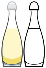 Glass champagne bottle in colored and line versions