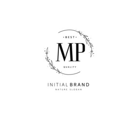 M P MP Beauty vector initial logo, handwriting logo of initial signature, wedding, fashion, jewerly, boutique, floral and botanical with creative template for any company or business.