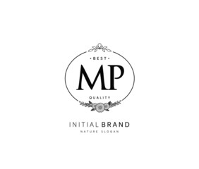 M P MP Beauty vector initial logo, handwriting logo of initial signature, wedding, fashion, jewerly, boutique, floral and botanical with creative template for any company or business.
