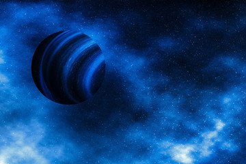 Stars, planet and galaxy in cosmos universe, space and time travel science background