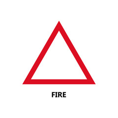 Symbol of nature element, icon. Fire. Colored triangular sign. Vector illustration on white background.