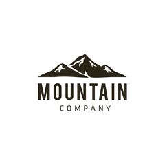 Fototapeta na wymiar Illustration of Rocky Mountain, Creek River Mount Peak Hill Nature Landscape logo design.