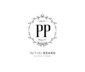 P PP Beauty vector initial logo, handwriting logo of initial signature, wedding, fashion, jewerly, boutique, floral and botanical with creative template for any company or business.