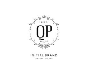 Q P QP Beauty vector initial logo, handwriting logo of initial signature, wedding, fashion, jewerly, boutique, floral and botanical with creative template for any company or business.
