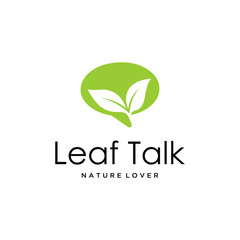 Illustration of abstract bubble talk signs with an leaf sign in them logo design