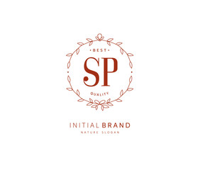 S P SP Beauty vector initial logo, handwriting logo of initial signature, wedding, fashion, jewerly, boutique, floral and botanical with creative template for any company or business.