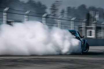 Drift car go fast with a lot of smoke