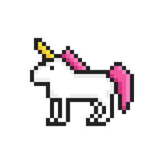 Fototapeta premium Vector pixel art. Unicorn for games and web. Vector illustration.