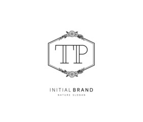 T P TP Beauty vector initial logo, handwriting logo of initial signature, wedding, fashion, jewerly, boutique, floral and botanical with creative template for any company or business.