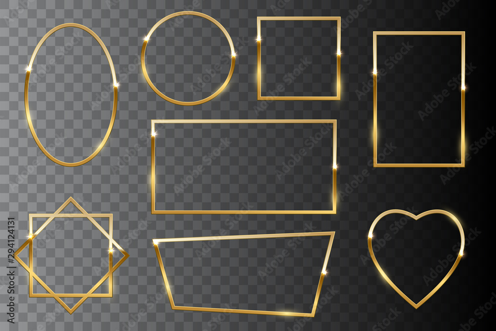 Canvas Prints golden shiny frames isolated on dark transparent background. vector golden luxury realistic border s