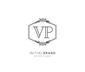 V P VP Beauty vector initial logo, handwriting logo of initial signature, wedding, fashion, jewerly, boutique, floral and botanical with creative template for any company or business.