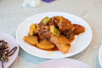 Mackerel stew with spicy korean sauce
