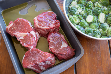 Fresh raw steak beef with olive oil