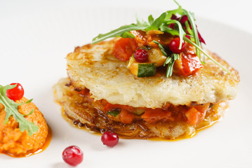 potato pancakes with vegetables and herbs