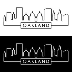 Oakland, California skyline. Linear style. Editable vector file.