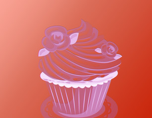 cupcake with cream and cherry on top