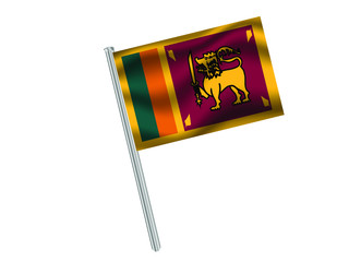 Sri Lanka Waving national flag on metall flagpole, isolated on white background. original colors and proportion. Vector illustration, from countries flag set