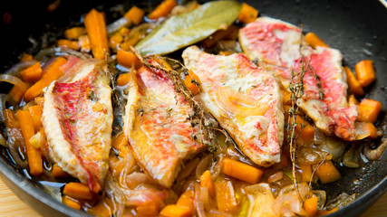 Cooked salmonetes spanish gastronomy