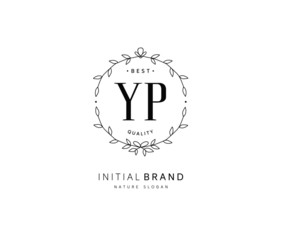 Y P YP Beauty vector initial logo, handwriting logo of initial signature, wedding, fashion, jewerly, boutique, floral and botanical with creative template for any company or business.