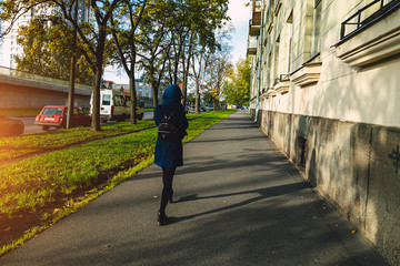 Autumn city streets on a sunny day