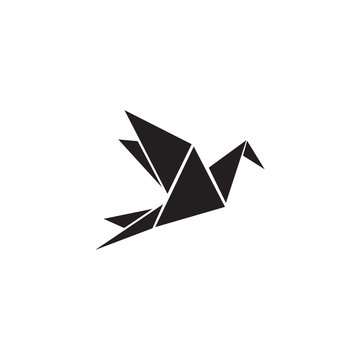 Origami style of bird logo design vector template