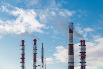 Smoke from the pipes of the factory