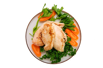 Fried chicken fillet isolated on white