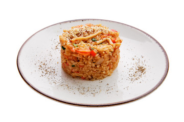 Shrimp and squid salad with spicy rice