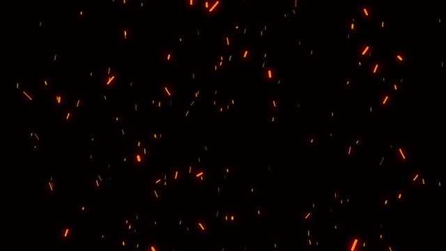 Abstract background with shining lights, sparks and fireworks from particles. Sparks in the Dark. Firestorm texture. Shot of flying fire sparks in the air. Beautiful Burning Hot Sparks.