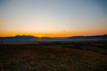 Fototapeta na wymiar Sunset landscape in the october day