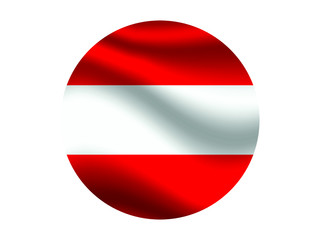 Austria Waving national flag with inside sticker round circke isolated on white background. original colors and proportion. Vector illustration, from countries flag set