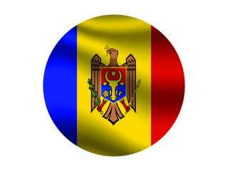 Obraz premium Moldova Waving national flag with inside sticker round circke isolated on white background. original colors and proportion. Vector illustration, from countries flag set