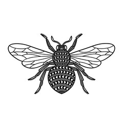 Bee in graphic style. Black and white.