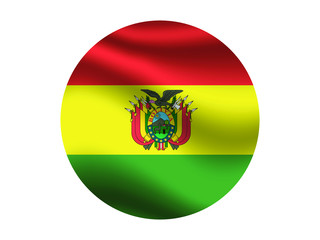 Bolivia Waving national flag with inside sticker round circke isolated on white background. original colors and proportion. Vector illustration, from countries flag set