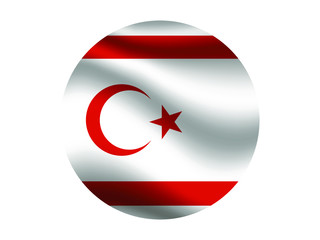 North Cyprus  Waving national flag with inside sticker round circke isolated on white background. original colors and proportion. Vector illustration, from countries flag set