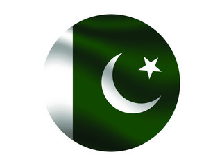 Pakistan Waving national flag with inside sticker round circke isolated on white background. original colors and proportion. Vector illustration, from countries flag set