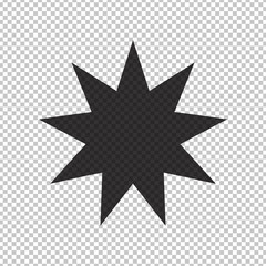 Black simple flat style light star flares  isolated on transparent background. Vector illustration