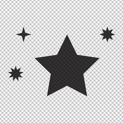 Black simple flat style light star flares  isolated on transparent background. Vector illustration