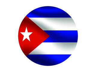 Fototapeta premium Cuba Waving national flag with inside sticker round circke isolated on white background. original colors and proportion. Vector illustration, from countries flag set