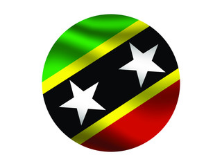 Saint Kittis and Nevis  Waving national flag with inside sticker round circke isolated on white background. original colors and proportion. Vector illustration, from countries flag set