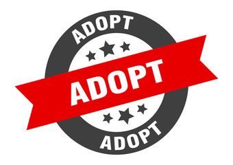 adopt sign. adopt black-red round ribbon sticker