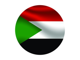 Sudan Waving national flag with inside sticker round circke isolated on white background. original colors and proportion. Vector illustration, from countries flag set