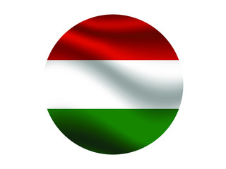 Hungary Waving national flag with inside sticker round circke isolated on white background. original colors and proportion. Vector illustration, from countries flag set