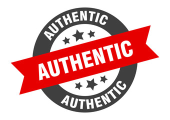 authentic sign. authentic black-red round ribbon sticker