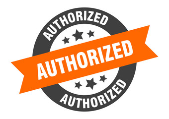 Fototapeta premium authorized sign. authorized orange-black round ribbon sticker