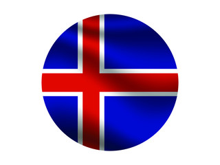  Iceland Waving national flag with inside sticker round circke isolated on white background. original colors and proportion. Vector illustration, from countries flag set