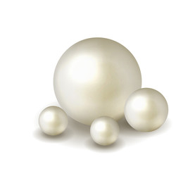 Pack nature ,sea pearl background with small and big white pearls . Vector illustration