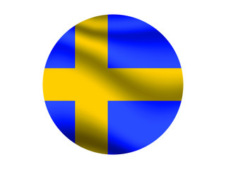Sweden Waving national flag with inside sticker round circke isolated on white background. original colors and proportion. Vector illustration, from countries flag set